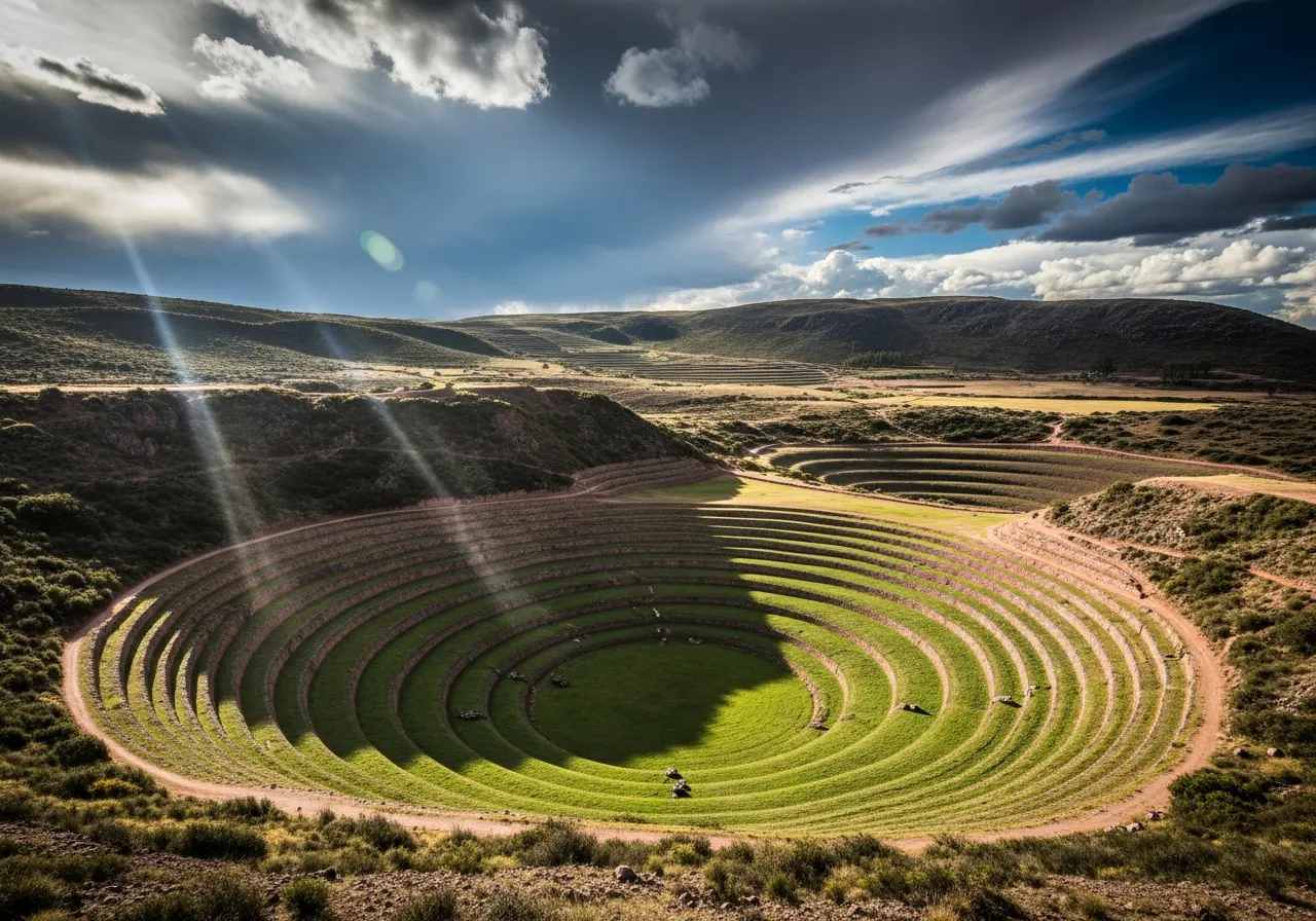 Concentric circular terraces at Moray in the Sacred Valley