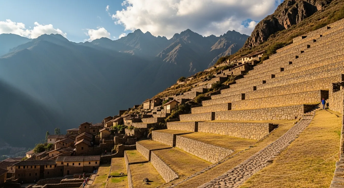 Ollantaytambo fortress terraces above the Sacred Valley village