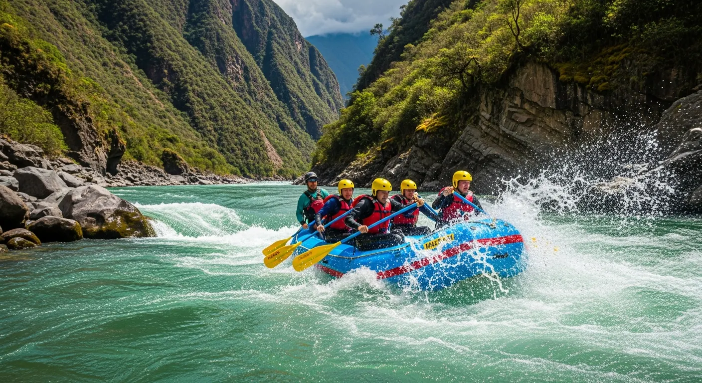 White-water rafting on the Urubamba River in Peru